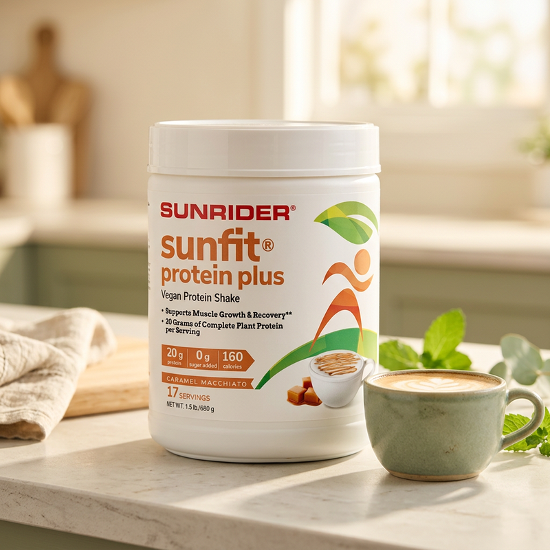 Sunrider SunFit Protein Plus Caramel Macchiato official product photo