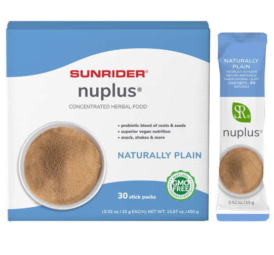 Sunrider NuPlus Naturally Plain package and stick pack